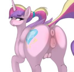 alicorn animal_genitalia anus ass blush digital_media_(artwork) equid equine equine_anus female female/female feral friendship_is_magic genitals hair hasbro hi_res horn horse index_3 looking_at_viewer mammal multicolored_hair my_little_pony mythological_creature mythological_equine mythology nipples nude open_mouth pony ponytail princess_cadance_(mlp) puffy_anus pussy simple_background solo tail teats vaginal_penetration wings