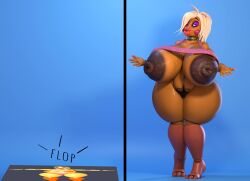 3d 3d_(artwork) absurd_res aged_up animatronic anthro areola avian beakless belly_hair big_areola big_breasts big_nipples bird blonde_hair blue_background body_hair bottomless bottomless_anthro bottomless_female bra bra_lift breasts chicken clothed clothing colored_nails comparison dark_areola digital_media_(artwork) english_text eyeshadow female five_nights_at_freddy's five_nights_at_freddy's_2 flop galliform gallus_(genus) hair hair_over_eye hairy_vulva happy_trail hi_res huge_areola huge_breasts huge_nipples legs_together lips long_nails looking_at_viewer machine makeup mature_anthro mature_female nails navel nipples non-mammal_breasts non-mammal_navel non-mammal_nipples phasianid pink_bra pink_clothing pink_nails pink_underwear puffy_nipples purple_eyeshadow rckke robot robot_anthro runaboo_chica scottgames short_hair simple_background smile smiling_at_viewer solo t-pose text thick_lips thick_thighs toy_chica_(fnaf) underwear wide_hips
