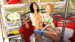 3d asian fingering freckles hana_(troxvi) original_character public red_hair rori_collins_(troxvi) self_upload troxvi women young