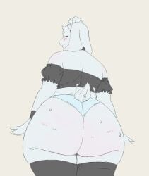 2020 2025 digital_art digital_media female female_only goat_girl maid maid_uniform milf mommy oanju_ peak rear rear_view toriel undertale
