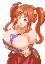 dragon_quest_viii huge_breasts jessica_albert konno_tohiro red_eyes red_hair slime_(dragon_quest) twintails
