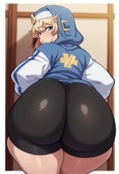ai_generated ass big_ass bike_shorts blonde_hair bridget dat_ass frozenstaruraume girly guilty_gear guilty_gear_strive shorts thick_thighs thighs trans trans_woman