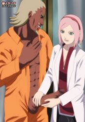 1girl1boy boruto:_naruto_next_generations cheating_wife cock_shock doctor female holding_penis inmate interracial kumostudios large_penis male naruto penis pink_hair raikage sakura_haruno straight