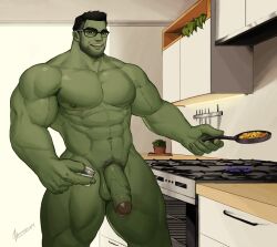 balls bara gay glasses green_skin hulk hulk_(series) male male_only marvel marvel_comics muscles muscular penis solo solo_male whyhelbram