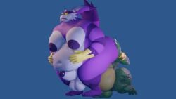 3d alligator anthro ass ass_grab balls belly belly_button belly_grab belly_overhang big_the_cat butt_lick butt_licking cock crossover donkey_kong_(series) feline furry gay holding_belly k_rool male male_only moobs nipples penis purple_body scalie sonic_(series) sonic_the_hedgehog_(series) tail thatsillyguy tongue tongue_out