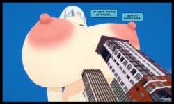 3d ass_expansion astraea-r breast_expansion breasts city closed_eyes comic dutch_angle female from_below gawr_gura giantess giantess_growth hololive hololive_english hololive_myth sequence upper_body virtual_youtuber