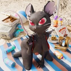 3d areolae_peeking beach beach_ball beach_towel big_ass big_breasts blender breasts camille_(fortnite) cheese earrings female fortnite fortnite:_battle_royale looking_at_viewer nipple_slip ogtamarindo outdoors pizza pizza_box public_nudity rat rat_ears rat_girl rat_tail sling_bikini sling_bikini_aside slingshot_swimsuit thick_thighs thighs