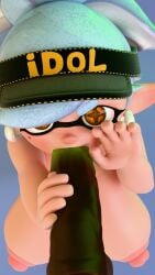 1boy 1girls 3d angry areolae beauty_mark big_breasts big_penis blender blowjob breasts cybergunart dark-skinned_male dark_skin earrings female huge_breasts huge_cock inkling inkling_girl looking_at_viewer male marie_(splatoon) mole nipples oral oral_sex penis splatoon visor