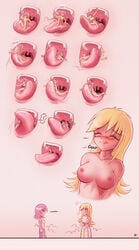 anna_(karbo) anthro areola blonde_hair breasts cat catgirl crisis_(karbo) felarya feline female furry karbo lamia naga nipples nude pink_hair saliva swallowed_whole swallowing tongue vore