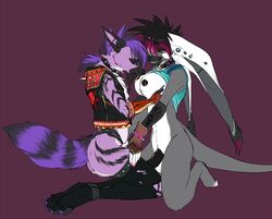 aardy anthro breast_lick breasts dickgirl female ghouly hyena intersex kneeling licking penis purple sciigglescrafty tongue