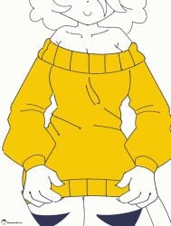 animated anthro anthro_only big_breasts big_thighs big_waist blank_background bottomless claws clothes_lift clothing_lift eyeless eyeless_female female female_focus female_only grin grinning lifting_clothing opening_mouth pussy pussy_peek pussy_reveal revealing_pussy rishmimu sharp_teeth smile smiling solo suzu_(rishmimu) sweater sweater_lift tagme teeth tiger_girl tiger_print tiger_stripes tiger_tail vagina video voider_(artist) voiderino voidovoiderino white_background white_body white_fur yellow_sweater