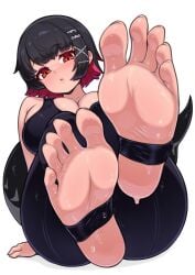 1girls ass big_ass big_breasts big_thighs black_hair blush breasts ellen_joe feet feet_fetish feet_focus female foot_fetish foot_focus gigantic_ass gigantic_thighs hoyoverse huge_ass huge_breasts huge_thighs light_skin light_skinned_female looking_at_viewer multicolored_hair pink_hair red_eyes shark shark_girl shark_tail sharp_teeth short_hair sweat sweatdrop sweating thick_thighs thighs whomperfruit zenless_zone_zero