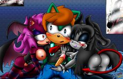 anthro ass big_breasts bigdon1992 blush breasts dark erection female fur furry hair hedgehog kaijufreak lagomorph male mammal nipples nude original_character penis pussy rabbit sega skull sonic_(series) straight succubus teasing threesome tongue_out