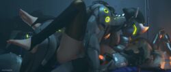 1boy 1girls 3d animated areolae ass barefoot blizzard_entertainment blonde_hair bottomless breasts clothed clothes clothing cyborg duo exposed_breasts eye_contact feet female gency genji hand_on_another's_head helmet holding_head leggings legs_up light_skin longer_than_10_seconds looking_at_another looking_at_partner loop love male mask mercy missionary moaning nipples on_back overwatch ponytail romantic romantic_couple sex shorter_than_30_seconds sound straight sweat tagme thigh_highs thighhighs thighs velocihaxor video white_skin