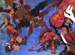 absurd_res animal_genitalia big_breasts blush bodily_fluids breasts clothed clothing dialogue doggy_style duo english_text felid female female_on_feral feral feral_penetrating feral_penetrating_female final_fantasy final_fantasy_vii from_behind_position genital_fluids genitals hi_res human human_on_feral human_penetrated interspecies jijis-waifus knot male male/female mammal nanaki onomatopoeia partially_clothed penetration plap red_xiii sex smile sound_effects square_enix steam stomach_bulge sweat tan_body teeth text tifa_lockhart vaginal_penetration zoophilia