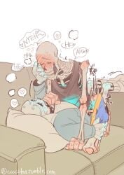 2boys ambiguous_penetration animated_skeleton blush blushing brothers couch couch_sex gay gay_incest gay_sex height_difference incest moaning motion_lines no_humans papyrus sans size_difference skeleton speech_bubble sweat sweatdrop tagme tears tears_of_pleasure thrust_lines undertale yaoi