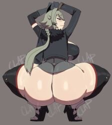 1girls arms_up ass ass_body big_ass bubble_butt caesar_king crouching fat_ass female female_only huge_ass jacket large_ass looking_at_viewer looking_back png solo squatting thick_ass thick_thighs thunder_thighs twerking wide_hips zenless_zone_zero zrfurious