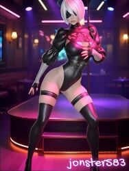 1girls 3d 3d_animation 3d_model ai_generated black_body dance dancer dancer_outfit hair_white jonster583 solo solo_female solo_focus tagme video yorha_2b