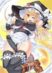 1futa blonde_hair bulge futa_only futanari hair hisui_(stapspats) intersex marisa_kirisame solo stapspats touhou yellow_eyes