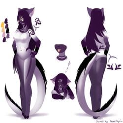 amethysia anthro aquarian ass body_markings breasts cute ear ear_piercing earring equine feline female fur furry hair high_resolution kanel long_hair navel nipples nude piercing purple purple_hair pussy smile solo tail teeth tongue yellow_eyes