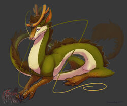 2013 chinese_dragon claws cloaca dragon eyes female feral frisky_ferals green_skin hindpaw horn mane paws scalie sefeiren sitting solo watermark whiskers