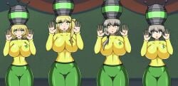 aged_up alternate_version_available animated bangs big_breasts blonde_hair bodysuit breasts chicken_dance chicken_pose dancing dlobo777 enome esyne expressionless female_only femsub futoku_no_guild gigantic_breasts glowing glowing_eyes green_eyes grey_hair helmet hypnotic_accessory jimmy_neutron_(series) large_breasts long_hair milf mother_and_daughter multiple_girls multiple_subs open_mouth short_hair side_ponytail tech_control tight_clothing uzaki-chan_wa_asobitai! uzaki_hana uzaki_tsuki yolkian