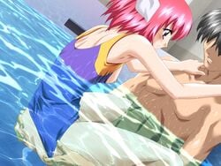 1boy1girl blush game_cg hitozuma_hime_club kawasaki_nana lowres pink_hair secret_wives_club sex uncensored underwater_sex water