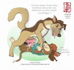 all_dogs_go_to_heaven animal_genitalia animal_penis aroused bodily_fluids canid canine canine_genitalia canine_penis canis charlie_barkin dachshund domestic_dog don_bluth duo erection fennec_(artist) feral frottage genital_fluids genitals german_shepherd herding_dog hunting_dog itchy_itchiford knot male male/male mammal music pastoral_dog penile penis penises_touching precum sex song