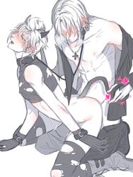 2boys anal artist_request blush catboy demon drooling faceless_male final_fantasy final_fantasy_xv horns male_only multiple_boys penetration prompto_argentum sex tail tears thrusting torn_clothes yaoi