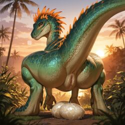 ai_generated cloaca dinosaur eggs female green laying scales scaly slimy tagme wet