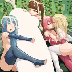 1boy 4girls ass bisexual_female blonde_hair blue_eyes blue_gloves blue_hair blue_thighhighs blush braid braided_ponytail breasts brown_eyes brown_hair bukkake closed_eyes collarbone cum ejaculation fairy fairy_wings fellatio fingerless_gloves gloves green_gloves hug jordan_reine kissing licking licking_penis long_hair looking_at_viewer mini_person minigirl multiple_girls nipples nude open_mouth oral original penis pink_gloves pink_hair pink_thighhighs pixel_art pussy small_breasts stirrup_legwear thighhighs toeless_legwear tongue tongue_out twintails white_gloves white_thighhighs wings