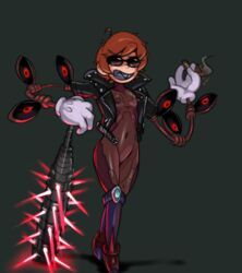 anarchy_reigns captain_kirb cigar club female full_length futuristic peacock_(skullgirls) skullgirls solo standing sunglasses weapon