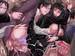 black_hair breast_grab breasts censored cum cum_inside ejaculation female_protagonist_(houkago_play) houkago_play lolita_channel long_hair panties pantyhose penis sex underwear