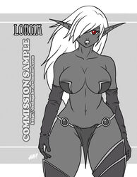 ass cleavage desingahv drow elf grey_skin long_ear lorna oppai pointy_chin pointy_ears red_eyes white_hair