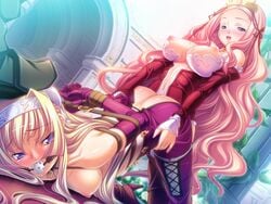 alicia_arcturus ball_gag blonde_hair bondage boots bound_arms breasts clothed_sex cousins doggy_style enjoying_rape femsub futanari implied_penetration implied_sex incest kuroinu_~kedakaki_seijo_wa_hakudaku_ni_somaru~ large_breasts liquid liquid_(company) long_hair loving_it maledom mind_break multiple_girls nipples nude pink_hair prim_fiorire rape sex sweat tagme thighhighs top-down_bottom-up vault_(kuroinu)