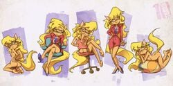 2d anthro beach_ball blonde_hair callie_briggs chair crossed_legs edtropolis female female_only glasses highres long_hair nude office_lady presenting_ass suit swat_kats