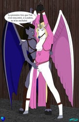 angela_(gargoyles) arms_up bondage breasts disney fab3716 female femdom gag gagged gargoyles pussy una yuri