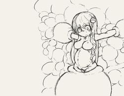 1girls bondage breasts carnivorous_plant cleavage cross-eyed fat_mons inflation insertion large_breasts long_hair looking_down monochrome nervous nipples nude omage_(hito) outstretched_arms pitcher_plant plant pregnant pussy sanae_kochiya simple_background sketch solo spread_arms surprised suspension sweatdrop touhou uncensored vaginal_penetration very_long_hair vore wavy_mouth wide_eyed