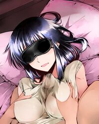 blindfold breast_grab breasts clothes_penetration clothesjob clothing cosaten cum cum_in_clothes cum_on_clothes cum_through_clothes cum_under_clothes erect_nipples female large_breasts male outercourse paizuri paizuri_under_clothes penis penis_under_clothes pillow school_rumble straight suou_mikoto under_clothes