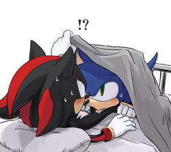 2boys bed fellatio fur hedgehog karlo male male_only multiple_males no_humans oral sega shadow_the_hedgehog sonadow sonic_(series) sonic_the_hedgehog straight_hair surprised yaoi