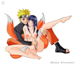 1boy 1girls ass barefoot breasts couple darkvanessa feet female human hyuuga_hinata large_breasts male naruto nude pussy spread_legs straight straight_hair tail uncensored uzumaki_naruto