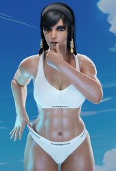 1girls 3d abs black_hair bra brown_skin close-up dark-skinned_female dark_skin egyptian facing_viewer fareeha_amari female female_only female_protagonist fit_female hair_ornament heroine human large_breasts overwatch overwatch_2 pharah piercing sports_bra sylaellas tattoo underwear