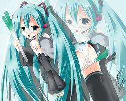 aqua_eyes aqua_hair ass bent_over blush bukkake cum cum_on_ass cum_on_body cum_on_clothes cum_on_lower_body cum_on_thighs detached_sleeves facial female hatsune_miku headphones headset long_hair looking_back necktie open_mouth panties pussy pussy_peek skirt solo spring_onion thighhighs tied_hair twintails uncensored underwear very_long_hair vocaloid white_panties zoom_layer