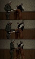 2boys against_wall anal_insertion ass bent_over dark_skinned_male dead_by_daylight frank_morrison gay interracial male masked masked_male the_doctor_(dead_by_daylight) yaoi