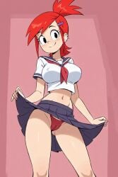 ai_animation ai_generated animated animated animation cameltoe dance dancing female foster's_home_for_imaginary_friends frankie_foster microskirt moving moving_hips panties ponytail red_hair red_panties school_uniform skirt strip striptease upskirt