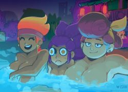 3girls amber_(brawl_stars) bath big_breasts bobmacvosky brawl_stars breasts eyes_covered female milf naked_female night no_bra pam_(brawl_stars) partially_submerged sakura_spike shelly_(brawl_stars) size_difference smug spike_(brawl_stars) supercell tanned_skin termal_water