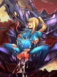 big_breasts blonde_hair blue_eyes bodysuit breasts breath bukkake censored clothed_sex clothing cum cum_on_body cum_on_breasts cum_on_chest cum_on_clothes cum_on_legs cum_on_lower_body cum_on_stomach cum_on_upper_body defeated defeated_heroine ejaculation emon-yu female huge_cock human inflation insertion lactation large_breasts large_insertion long_hair maho_(boku_no_kao_wo_otabeyo) male metroid monster naughty_face nintendo nipples open_mouth penis pregnant rape ready_to_pop ridley ripped_clothes ripped_clothing samus_aran skin_tight smiling stomach_bulge straight tongue torn_clothes torn_clothing zero_suit zero_suit_samus