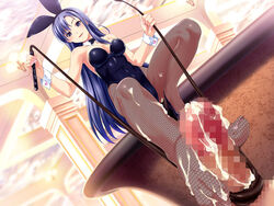 bondage bunnysuit censored cum feet female femdom fishnets footjob footjob_with_legwear koutaro male mosaic_censoring pantyhose penis pov saotome_nagi sitting tied_penis toes tropical_kiss whip