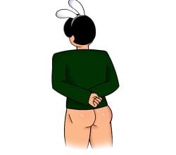 ass ass ass_out asscheeks bat_blood black_hair bunny_ears bunny_ears_headband digital_drawing_(artwork) digital_media_(artwork) hands_behind_back pants_down pretty_blood sadny_bin_(pretty_blood) tagme