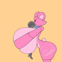 anon big_ass big_breasts big_butt blazing_soul blue_bowtie fanart holding hug huge_ass huge_breasts hugging kissing lovedoll_toy_factory pink_tail plushie teddi_(gremlingrounded) teddy_bear y/n